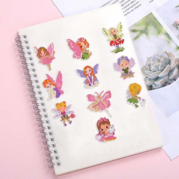 DIY Full Drill Round Cartoon Fairy Diamond Painting Puzzle Children Sticker